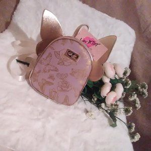 Betsey Johnson Mauve Gold Butterfly Rose Backpack